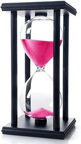 60 Minutes Hourglass, Wood Sand Timer, Pink