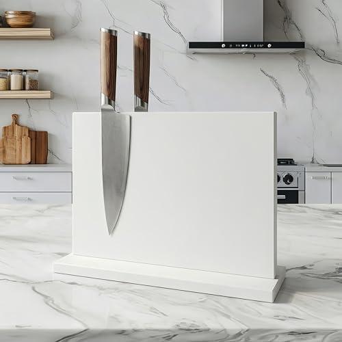 THMINS White Magnetic Knife Holder, Double-Sided Magnetic Knife Block