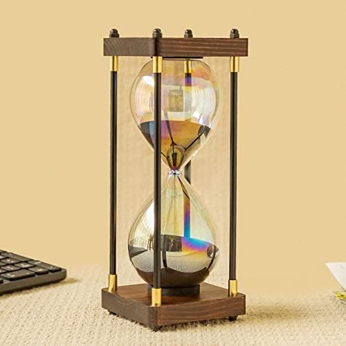 Rainbow Hourglass Timer,60 Minutes Sand Timers,Hour Glass with Sand Timer for Gift,Hourglass Decor for Home, Desk,Office, Wedding Decor (Black)