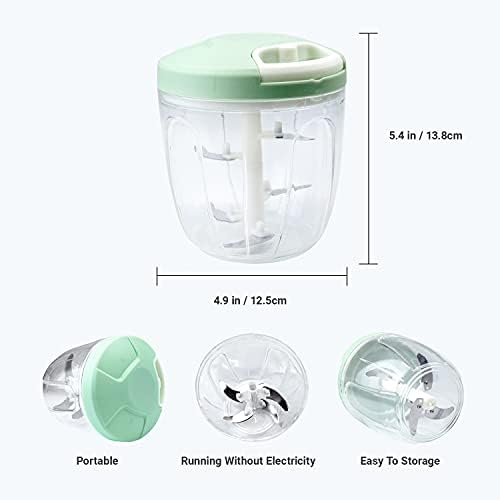 Manual Food Chopper Hand Pull Chopper Veggies Processor for Onions, Peppers, Carrots, Nuts, Kitchen Gadget by KAUKKO (900ml/3.5 Cup)