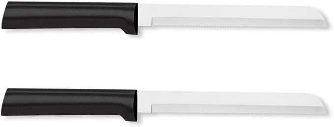 Rada Cutlery 6" Bread Knife (W236), Stainless Steel Serrated Blade, Black Handle, Pack of 2
