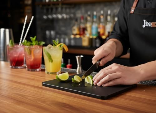 10x6 Inch Small Cutting Board and Bar Board Set, Black Plastic - 3 Pack