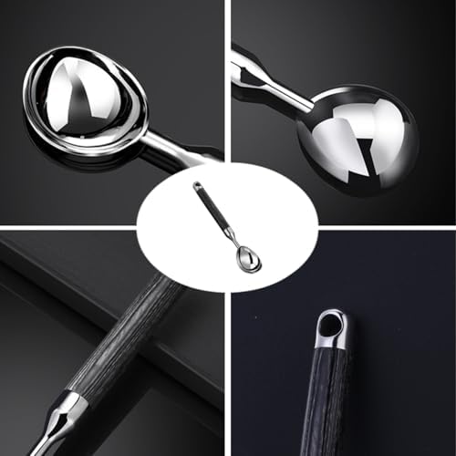 304 Stainless Steel Ice Cream Scoop with Wooden Handle, Heavy Duty Metal Ice Cream Scooper for Hard Ice Cream, Dishwasher Safe, Comfortable Grip for Home Kitchen and Restaurant