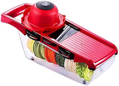 Mandoline slicer Vegetable chopper Multifunctional cutter 6-in-1 for potatoes, tomatoes, garlic, carrots and fruits, Grater Vegetable, Julienne Slicer, Storage Container, Hand Protector, Garlic Peeler