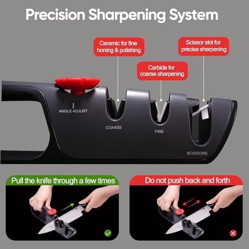 USELUCK Knife Sharpener, 6 Adjustable Sharpening Angle