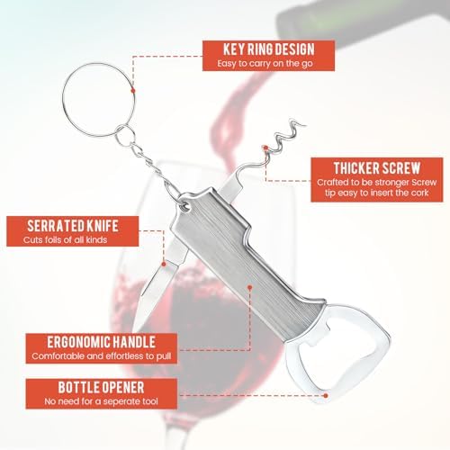 Ziliny 24 Pcs Wine Bottle Opener Keychains Bulk Corkscrew, Mix Color