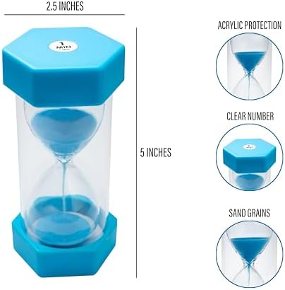 Sand Timer for Kids - 1 Minute Blue - 5 inches Hour Glass Acrylic Covered Clock for Classroom, Home & Kids Room - Medium-Single Pack