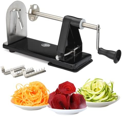 4-Blade Zucchini Spiralizer Noodle Maker with 3 Blades and 1 Built-In
