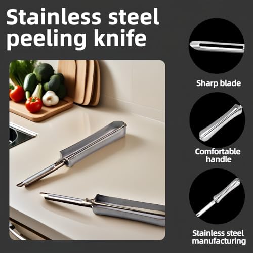 Professional Stainless Steel Peeler - Swivel Blade, Ergonomic Handle, Potato Eye Remover - Commercial Grade Vegetable Peeler for Potatoes, Carrots, Apples - Dishwasher Safe