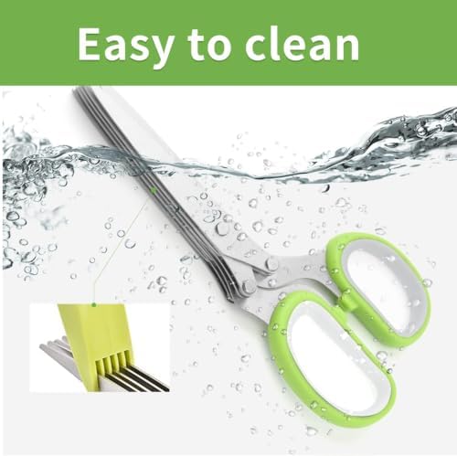 Upgraded Herb Scissors, Effortless Herb Shears Cutter Tool with Sharp Stainless Steel Blades for Fresh Herbs, Must-Have Kitchen & Cooking Gadget, (Green)
