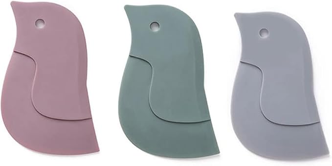 3PCS Pan Scraper Silicone Scraper, Penguin Shape Kitchen Tool Oil Plate Multifunction Scraper Bowl Scraper For Kitchen Pans, Bowls Baking Washing