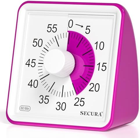 Secura Visual Timer for Kids, 60 Minute Classroom Countdown Timer for Study