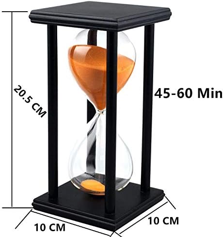 Lodunsyr Sandglass 45 Minutes Timer Hourglass for Ornament Decoration Restaurant Living Room Home Closet Office Desk Bedroom Party Festival Christmas Wooden Frame Sand Timer Clock Orange