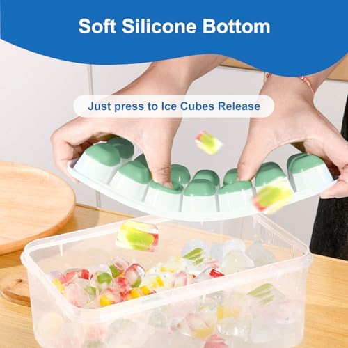 Ice Cube Trays with Lids for Freezer, 5 Pack Silicone Set, 70 Cubes