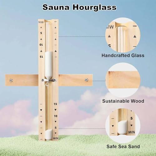 Sauna Timer 20 Minute Black Sand,Heat Resistant Wood Hourglass for SPA Room