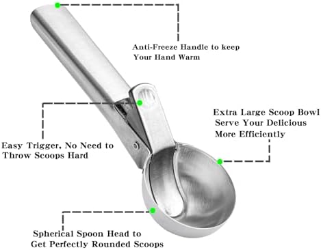 4pcs Ice cream scoop, a portable stainless steel ice cream scoop with trigger device and comfortable handle, suitable for mixed ice cream, fruits, frozen yogurt, etc Large (4pcs Large color mixing)