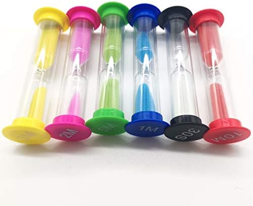 TIHOOD 24PCS Sand Timer Assortment Plastic Sand Clock Timer 30s / 1min / 2mins / 3mins / 5mins / 10mins for Adult Kids in Classroom Kitchen Games Office Multicolor