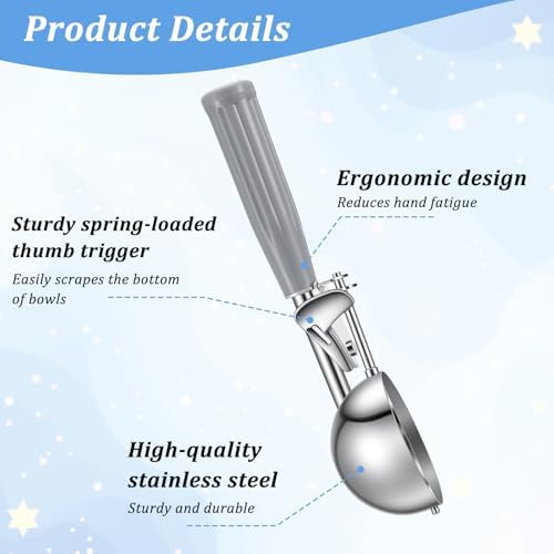 4 oz Ice Cream Scoop with Trigger, 4 Pcs Portion Scoop, Stainless Steel Large Cookie Scoops for Portion Control, Baking Food, Cookie Dough, Cupcake Batter