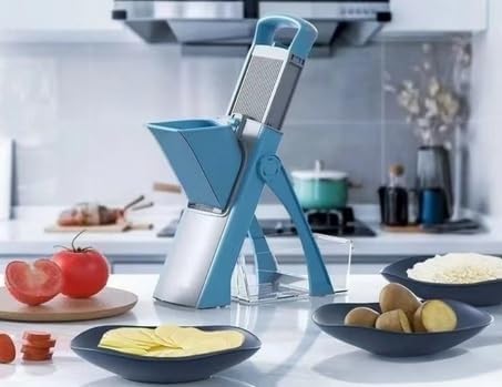 Adjustable Mandoline Slicer for Vegetables – Multi-Function Food Chopper with Suction Cup, 6 Blades for Slicing Dicing Shredding