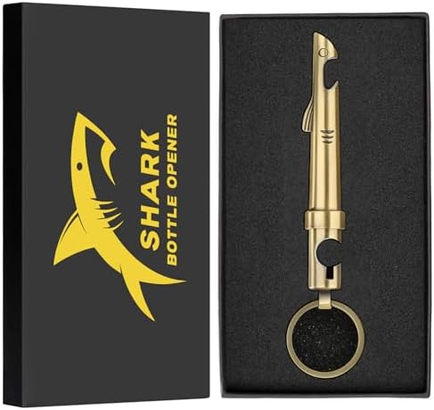 LKKCHER 2-in-1 Shark Bottle Opener, Novelty Keychain Corkscrew Wine Opener, Beer Bottle Opener, Wine & Beer Gifts for Men, Father's Day Gifts, Christmas Gifts, Birthday Gifts, Bronze, KPQ2805