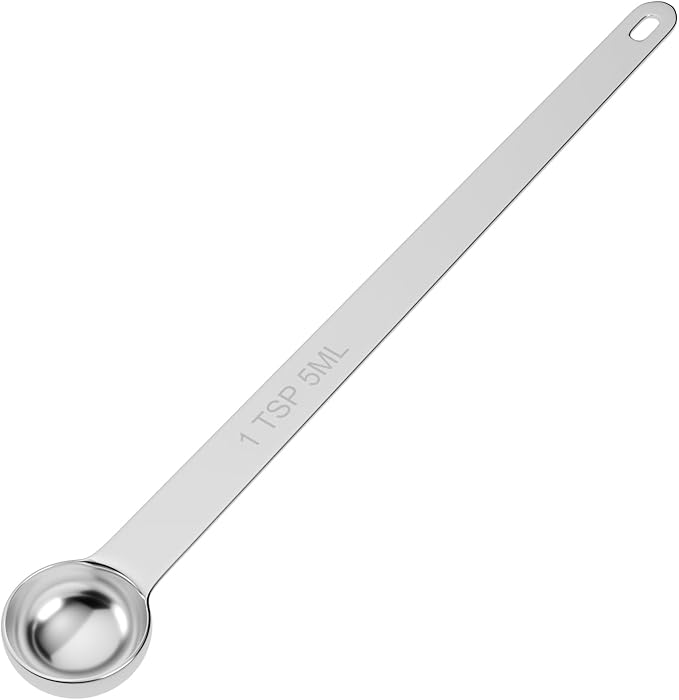 LEIFENY 1PCS 1Tsp(1/3tbsp, 5ml) Extra Long Handle Measuring Spoon, Single Stainless Steel Individual Measure Scoop Only