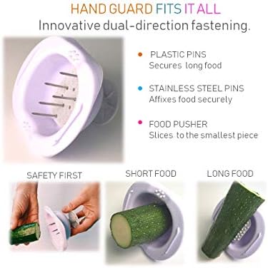 Mandolin Slicer Adjustable Mandoline | Best Hand-Held Cutter for Vegetable Potato Zucchini Food | Professional Steel Blade - Safe Finger Guard - 9-in-1 Japanese Design White