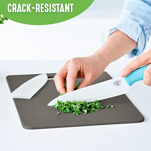GreenLife Cutting Board Set 8x12" & 10x14", Extra Durable, Meal Prep, Non-Slip, Grip Handles, Crack Resistant, Dishwasher Safe, Reversible, Versatile Kitchen Essentials, Gray