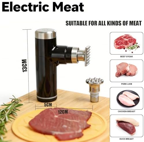 Electric Meat Tenderizer Tool,Cordless Meat Tenderizer Machine with 2 Stainless Steel Meat Mallet,Kitchen Essentials For Tenderizing Steak/Beef/Chicken Chops (brown) (N-09) (S10)