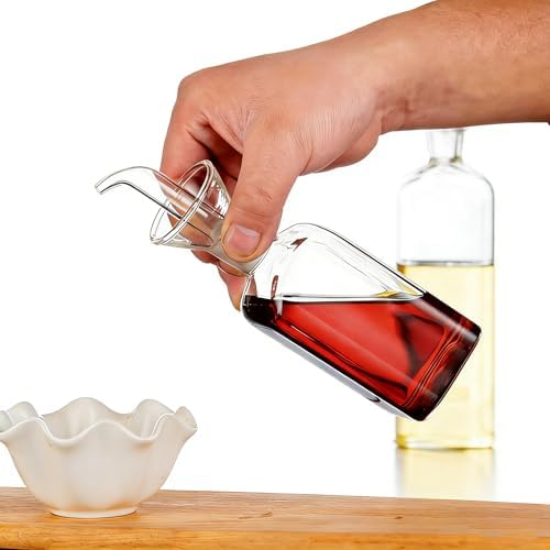 ELETON Rectangle Borosilicate Glass Oil Dispenser for Kitchen – Non-Drip Olive Oil Bottle, Leak-Proof Oil & Vinegar Cruet with Pour Spout (5 oz)