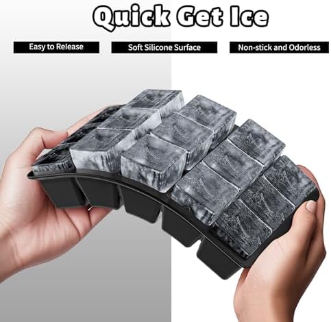 Silicone Ice Cube Tray 3 Pack - EASY RELEASE ice cube tray with lid, BPA Free Ice Cubes Trays for Freezer,ice cube mold for Cocktail,Whiskey (Black)