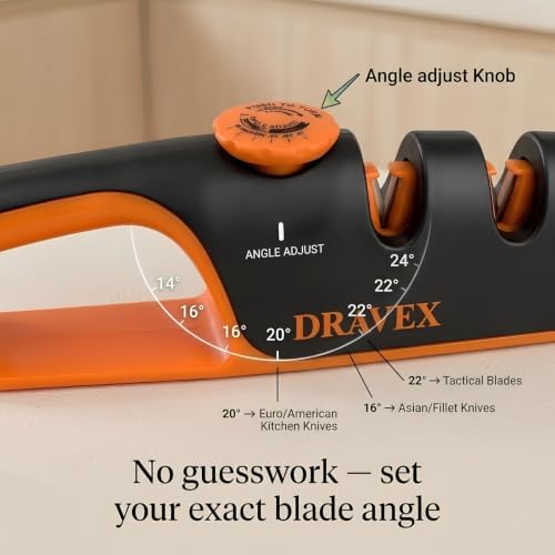 DRAVEX 4-Stage Professional Knife Sharpener Adjustable Angle Guide