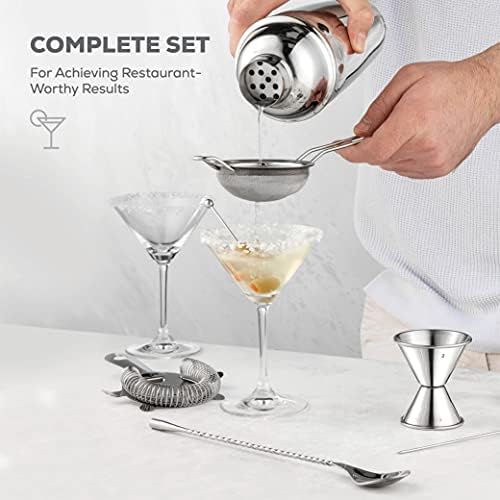 FineDine Stainless Steel Cocktail Shaker Set, 10-Piece Bartender Kit