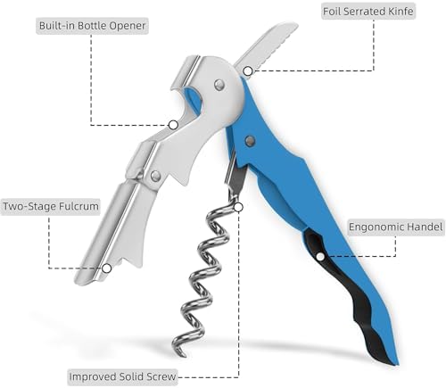 Custom Wine Bottle Opener, Stainless Steel Wine Key Corkscrew w/Foil Cutter
