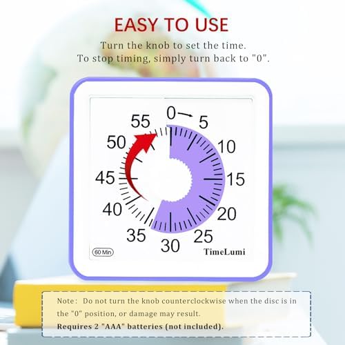 60-Minute Visual Timer for Kids Management Classroom Timer, Purple