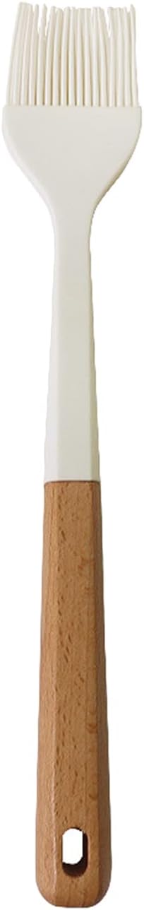 1pcs White Silicon Basting Brushes, Heat Resistant Oil Brush Wooden Handle Pastry Brushes, Spread Oil Butter Sauce Marinades. Perfect for Sauce BBQ Grill Baking Cooking