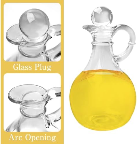 9 Pcs 12 oz Glass Oil Bottle Set with Spout, Olive Oil Bottle with Stopper Cruet Dispenser for Syrup, Salad Dressing, Water