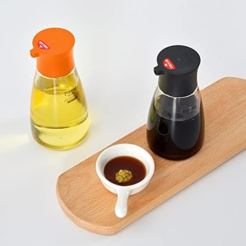 2Pcs Glass Soy Sauce Container Dispenser Leakproof Vinegar Dispenser Oil Dispensing Bottles Seasoning Bottle with Lid for Olive Oil,Soy Sauce,Syrup etc.(170ml)