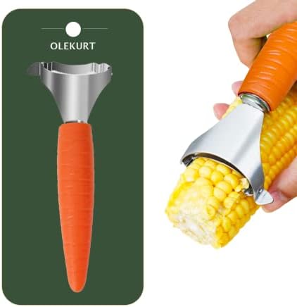 Carrot Shaped Corn Peeler, Corn Stripper for Corn on the Cob Remover Tool, Magic Corn Cob Peeler with Good Grips (Red)