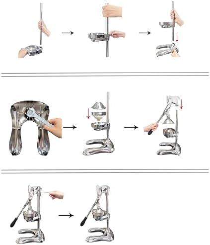 LIU&LIU Hand Press Fruit Juicer, 304 Stainless Steel Citrus Juicer with Lever Press, Raised Version, Total Height: 47 cm,Removable and Easy to Clean,Silver