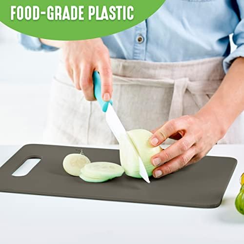 GreenLife Cutting Board Set 8x12" & 10x14", Extra Durable, Meal Prep, Non-Slip, Grip Handles, Crack Resistant, Dishwasher Safe, Reversible, Versatile Kitchen Essentials, Gray