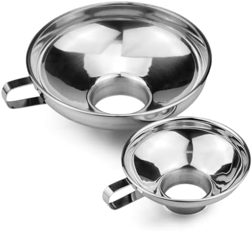 Stainless Steel Food Canning Funnels for Kitchen Use,2pcs Wide Mouth Funnel for Regular Mason Jar,Large Canning Supplies Kit for Filling Bottle
