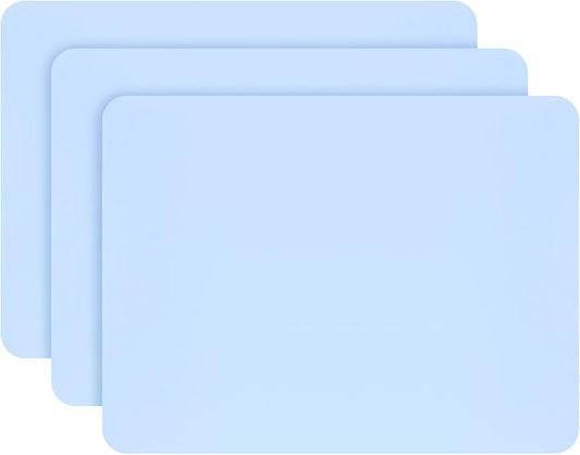3Pack Silicone Sheet for Crafts, Resin Jewelry Casting Molds Mat, Food Grade Silicone Placemat, Multipurpose Table Protector, Nonstick Nonskid Heat-Resistant, Blue (15.7x11.8inch)