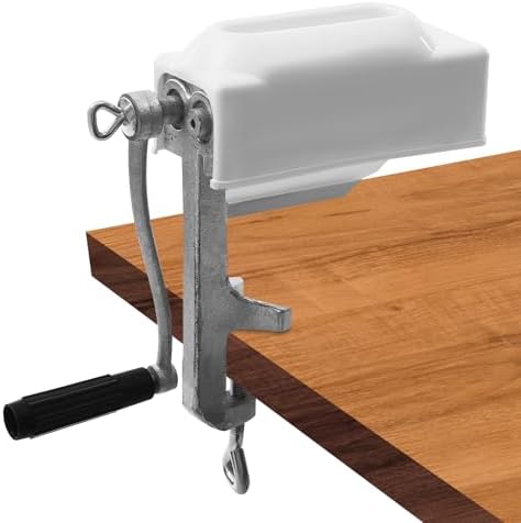 Cast Iron Meat Tenderizer Tool, Hand Crank Manual Meat Pounder for Steak, Chicken & Pork (4.5" Wide), Heavy Duty Desktop Clamp Design with Stainless Steel Rollers - Easy to Clean & Install