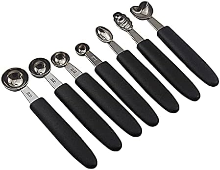7Pcs Melon Baller Scoop Set, Stainless Steel Ball Spoon, Smooth Round Melon Balls Melon Scoop, Watermelon Cantaloupe Scooper for Watermelon, Ice Cream, Fruits, Sorbet(#1)