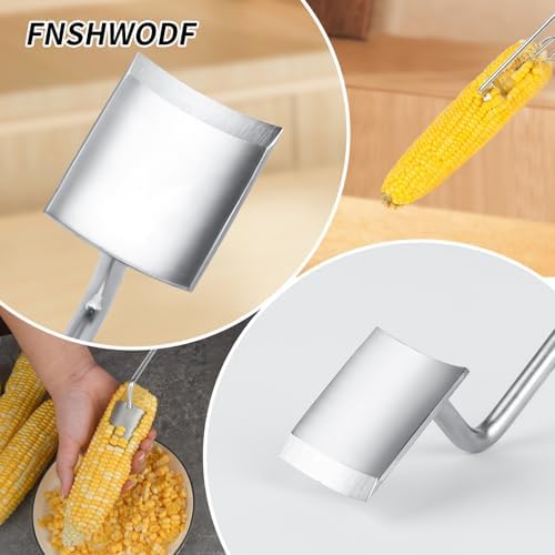 Professional Corn Peeler for Corn on the Cob, 2-Pack Stainless Steel Corn Stripper Tool with Long Handle & Safety Guard, Efficient Corn Kernel Remover for Kitchen, Wedding Favors, Party Supplies (2)