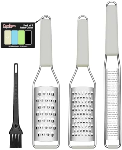 Cambom Cheese Grater Citrus Zester Lemon Zester Pack of 3-304 Stainless Steel - A Sharp Tool for Parmesan Cheese, Ginger, Garlic, Nutmeg, Chocolate, Vegetables，Fruits，Dishwasher Safe Clear