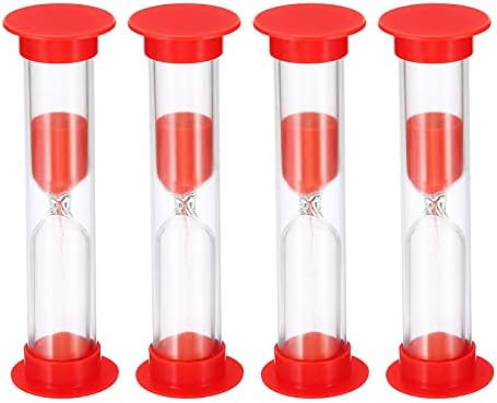 PATIKIL 2 Minute Sand Timer, 4Pcs Small Sandy Clock with Plastic Cover, Count Down Sand Glass for Games, Kitchen, Party Favors DIY Decoration, Red