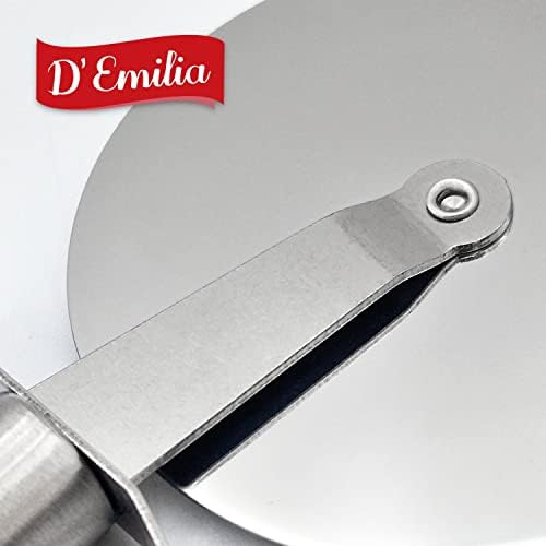 D'Emilia Professional Stainless Steel Pizza Cutter for Kitchen Use, Sharp Wheel 9 cm Diameter, Multipurpose Cutter Easy to Wash and Durable