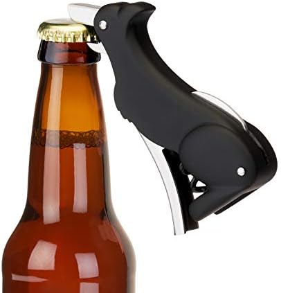 True Zoo Buddy the Bordeaux Collie Black Dog Corkscrew Wine Opener with Built-in Bottle Opener & Sharp Foil Cutter, Stainless Steel and Plastic, Home Bar, Kitchen, Travel, Novelty Gifts, Set of 1