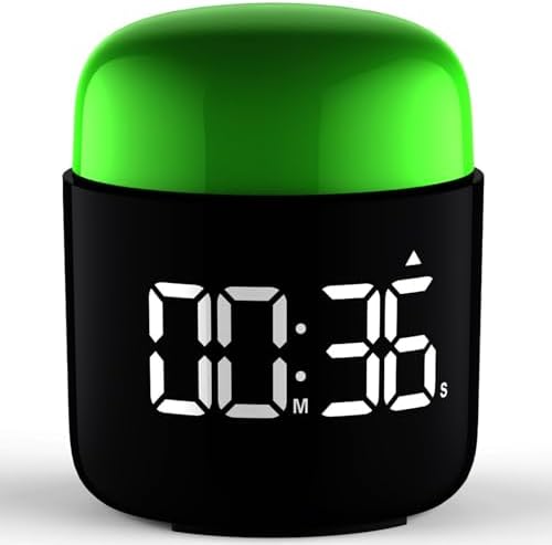 Large Display Digital Timer Stopwatch, Retro Manual Twist Table Count Down & Up Game Timer, Easy to use, Night Light Silent & Sound Timers for ADHD Study Work Kitchen Classroom Yoga Gym (Grass Green)